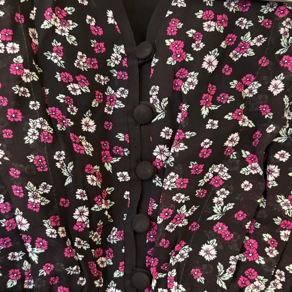 The Kooples Black and Pink Floral Blouse - Picture 7 of 13